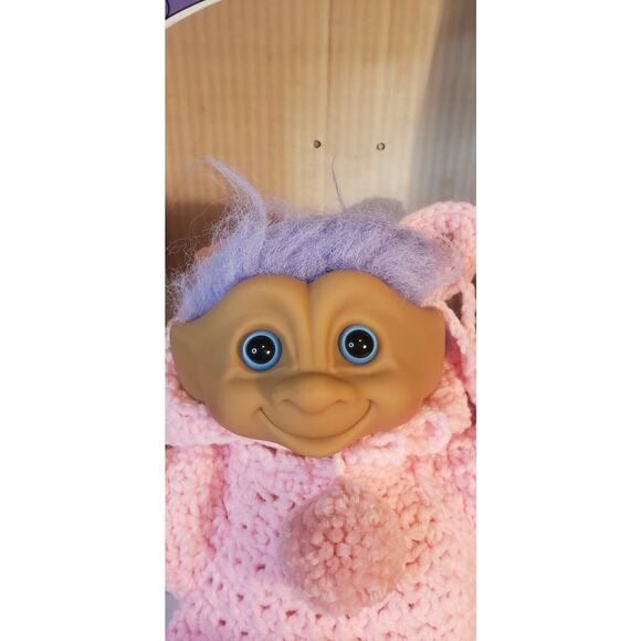 1991 Treasure Troll Tot 14" Doll Bellybutton Wishstone Pink Pig Outfit Vintage - Picture 3 of 13